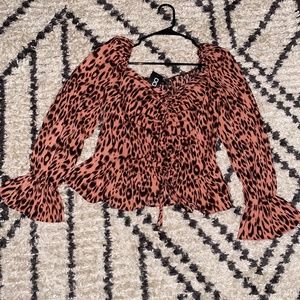 Terracotta leopard blouse